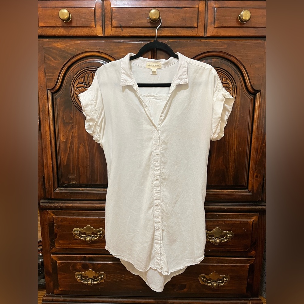 Cloth & Stone by Anthropology High Low White Shirt Dress
